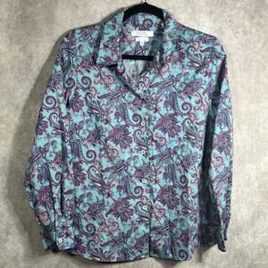 Foxcroft By Apple Seeds Shirt Women 16P Multicolor Floral Paisley Button Up Work